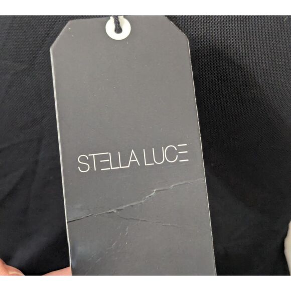 STELLA LUCE NWT Ruched Mesh Long Sleeve Top M Black Bodycon Going Out Blouse - Picture 4 of 6